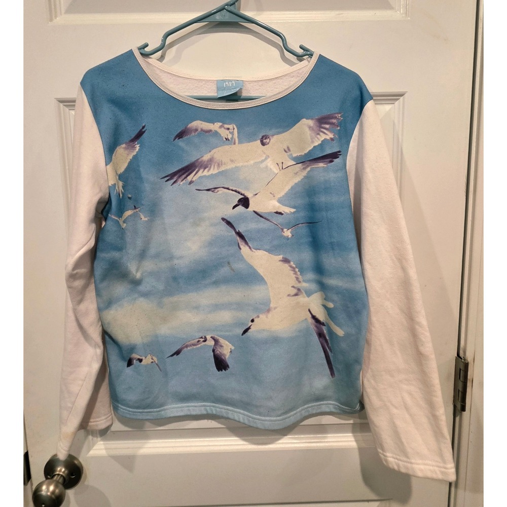 Taylor Swift 1989 Seagull Sweatshirt Womens Medium Blue White Cotton Eras Tour